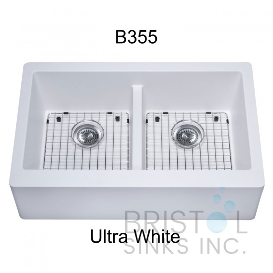 Virtuo Granite Farmhouse/Apron Double Bowl Kitchen Sink