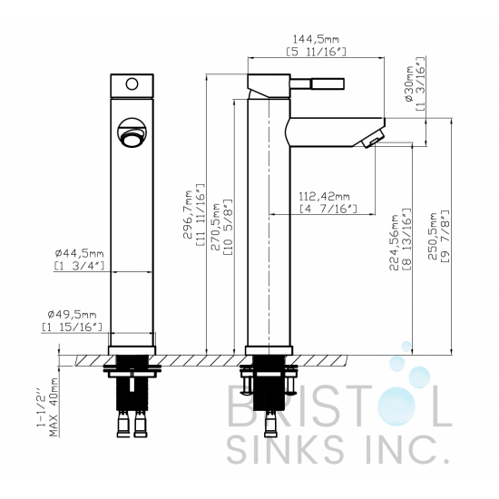 Florencia Single Hole Vessel Faucet - Brushed Nickel