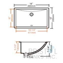 B607 Black Vitreous China Rectangular Undermount Vanity Sink B607 Black Vitreous China Rectangular Undermount Vanity Sink