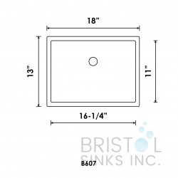 B607 Black Vitreous China Rectangular Undermount Vanity Sink