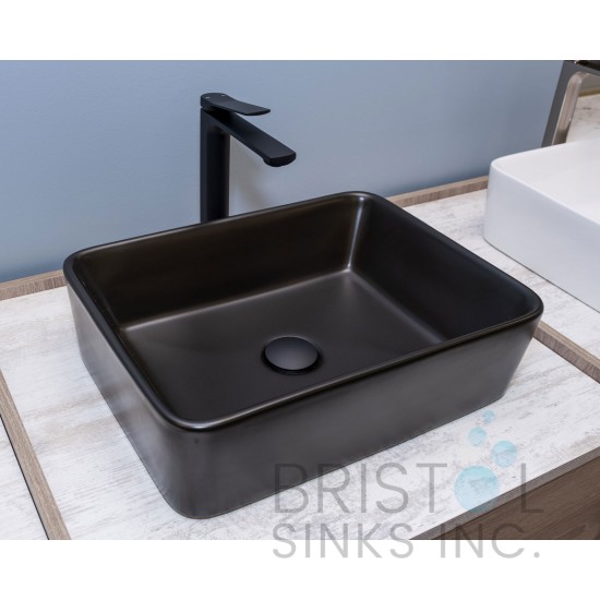 BV113 Black Rectangular Vessel Vanity Sink
