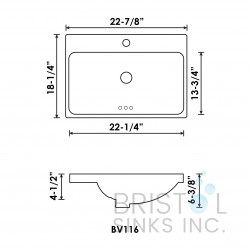 BV116 Vitreous China Rectangular Vessel Vanity Sink BV116 Vitreous China Rectangular Vessel Vanity Sink
