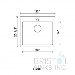 B1205 Top-mount Stainless Steel Single Bowl Laundry Sink B1205 Top-mount Stainless Steel Single Bowl Laundry Sink