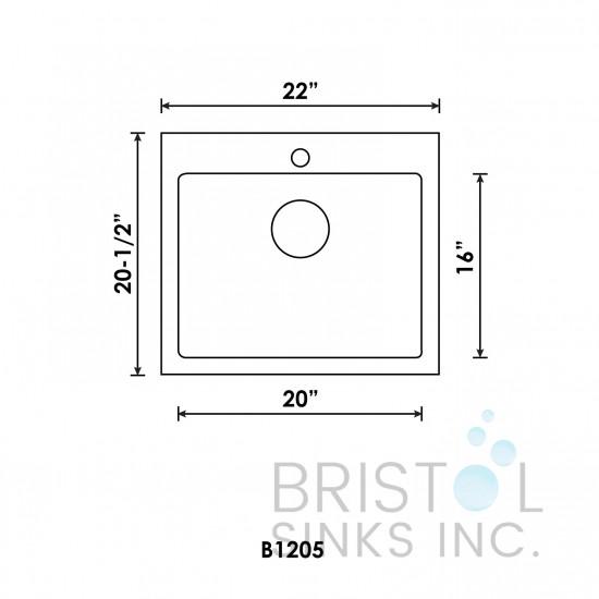 B1205 Top-mount Stainless Steel Single Bowl Laundry Sink