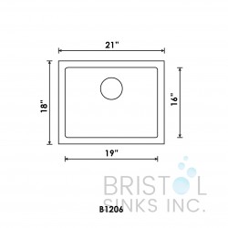 B1206 Undermount Stainless Steel Single Bowl Laundry Sink