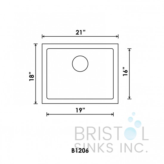 B1206 Undermount Stainless Steel Single Bowl Laundry Sink