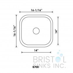 B700 Undermount Stainless Steel Single Bar/Prep Kitchen Sink