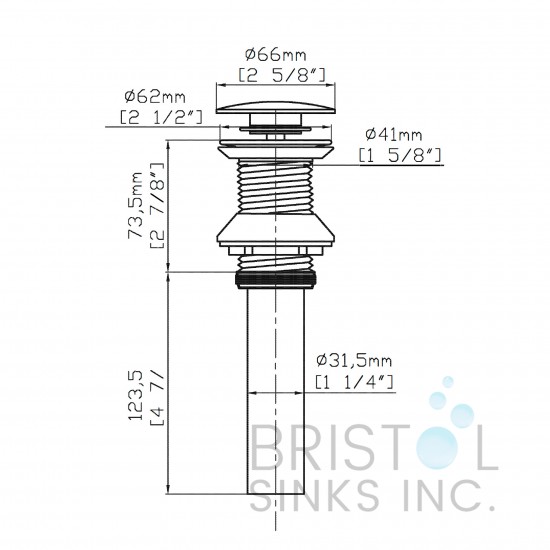 New Pop-Up Bathroom Sink Drain - No Overflow - Gold Finish