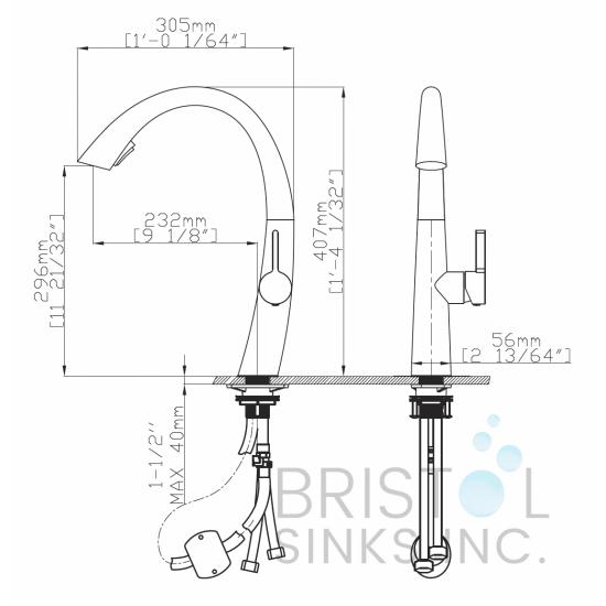 Morelia Kitchen High-Arc Faucet - Matte Black Finish
