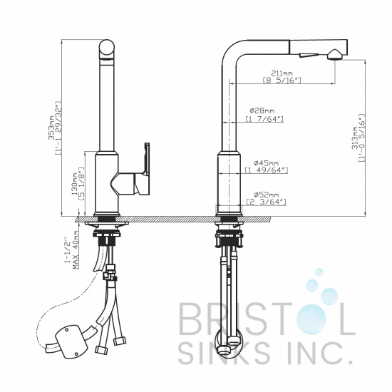 Salina Kitchen Pull-Out Faucet- Matte Black
