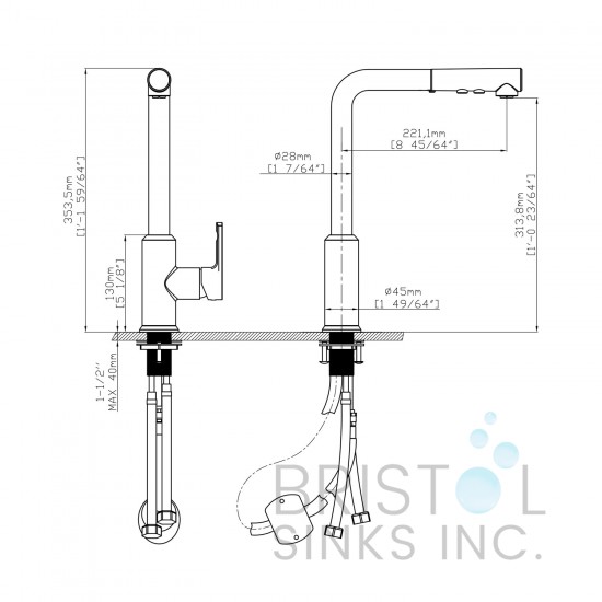 Salina Kitchen Pull-Out Faucet- Brushed Nickel