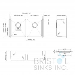 B1616 Low Divide Undermount Stainless Steel Kitchen Sink 20 mm Corners B1616 Low Divide Undermount Stainless Steel Kitchen Sink 20 mm Corners