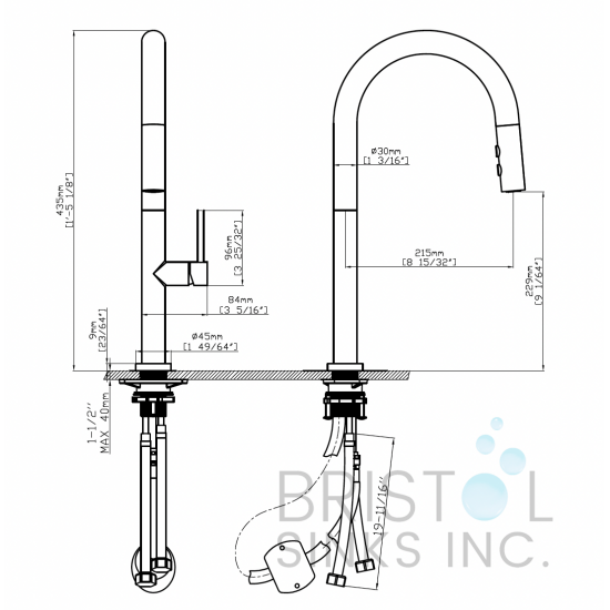 Calama Kitchen Faucet - Pulldown - Matte Black with Brushed Gold accents