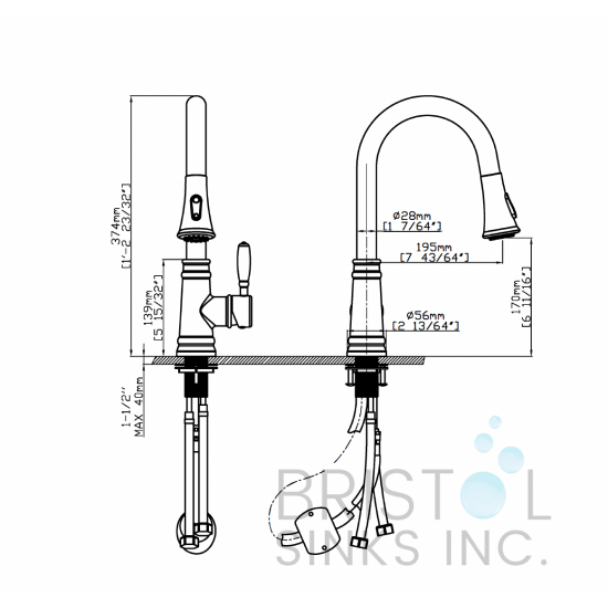 Capri Kitchen Faucet Pulldown Matte Black