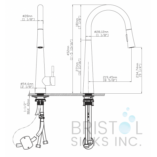 Floresta Kitchen Faucet Pulldown - Gunmetal 