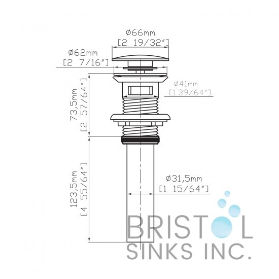 New Pop-Up Bathroom Sink Drain - With Overflow – Gun Metal 