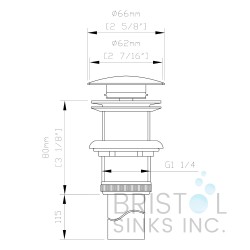 New Pop-Up Bathroom Sink Drain - No Overflow – Gun Metal 