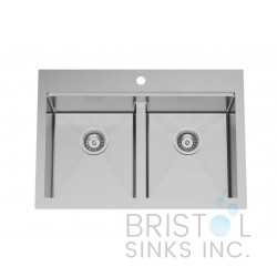B1261 Low Divide Workstation Double Bowl Top mount Sink