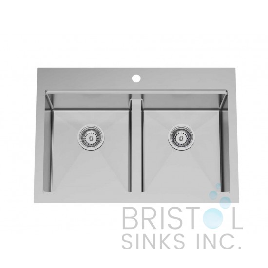 B1261 Low Divide Workstation Double Bowl Top mount Sink
