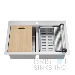 B1261 Low Divide Workstation Double Bowl Top mount Sink