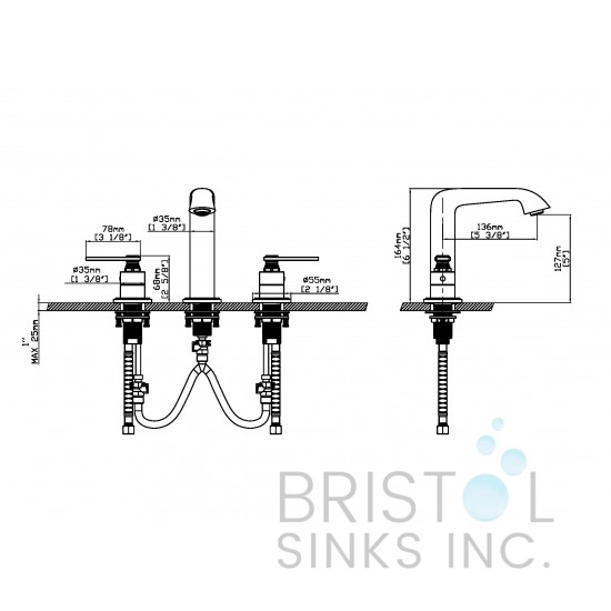 Fontana Contemporary Widespread Faucet - Matte Black 