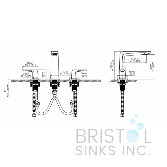 Veneto Contemporary 3-Piece Faucet - Matte Black