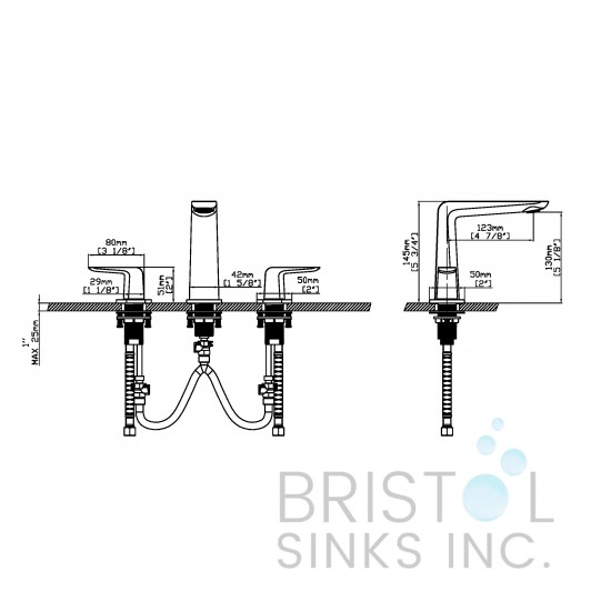 Veneto Contemporary 3-Piece Faucet - Matte Black