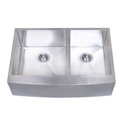 B924 Apron Front Farmhouse Kitchen Offset Bowl Sink S. Steel B924 Apron Front Farmhouse Kitchen Offset Bowl Sink S. Steel